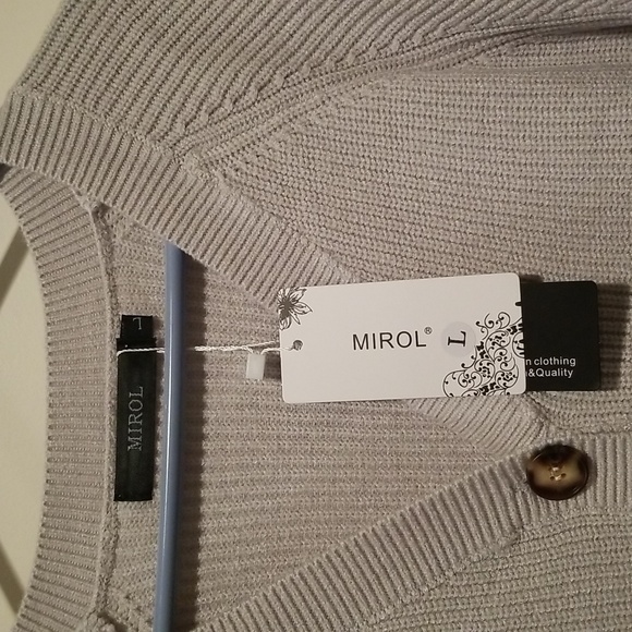 Soft Ribbed Long Sleeve Gray Sweater Dress Size Large NWT - Picture 3 of 5